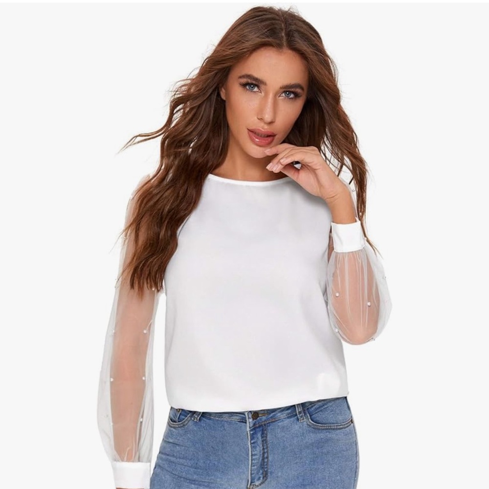 Pearl sleeve blouse